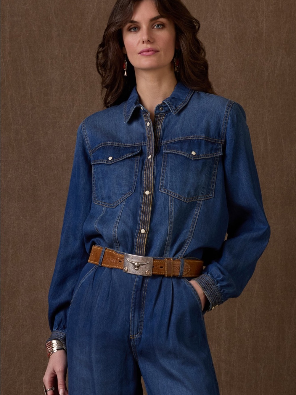 Double D Ranch Indigo Denim Western Button-Front Shirt